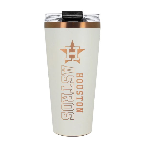 Houston Astros BIG SLIM Stainless Steel Tumbler Cream Copper Lid