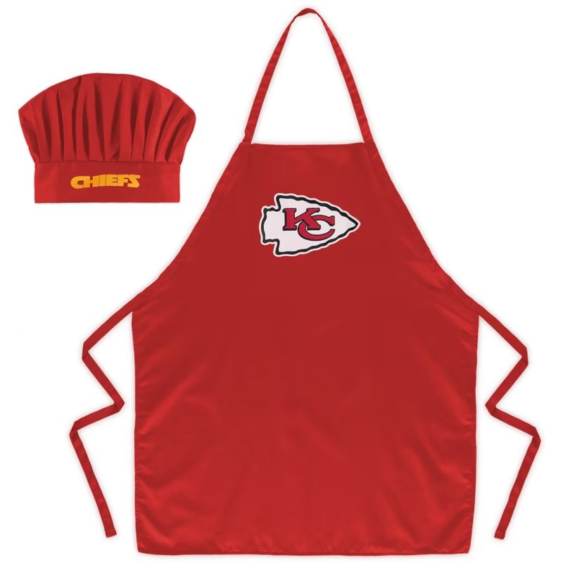 Kansas City Chiefs Chef Hat & Apron Set Red NFL BBQ Grilling Tailgate Cooking