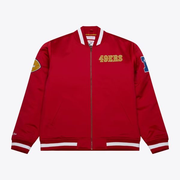 Men’s Mitchell & Ness 49ers Scarlet Heavyweight Satin Full-Zip Jacket