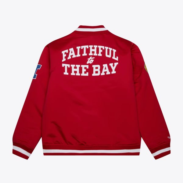 Men’s Mitchell & Ness 49ers Scarlet Heavyweight Satin Full-Zip Jacket