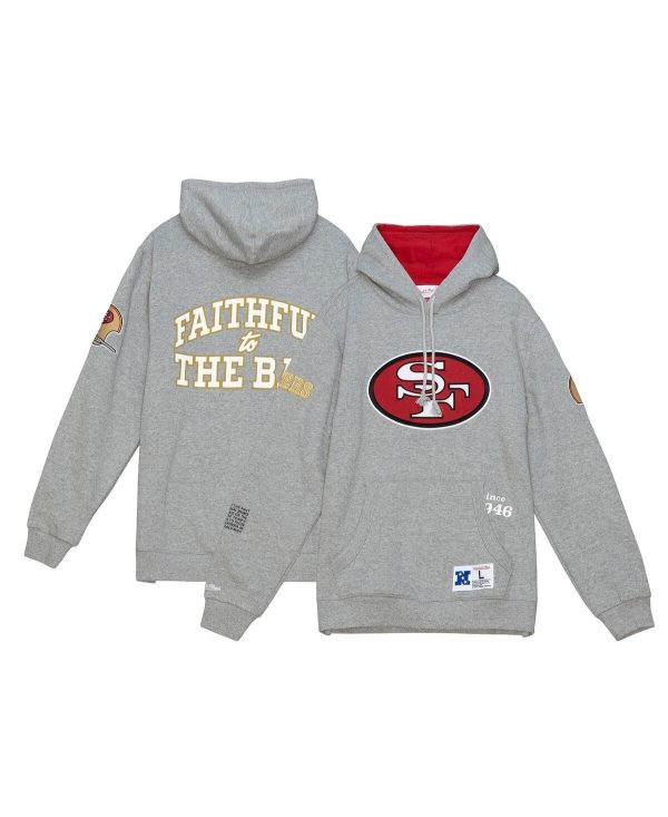 Men’s Mitchell & Ness 49ers Team Origins Hoodie Gray Size L NFL