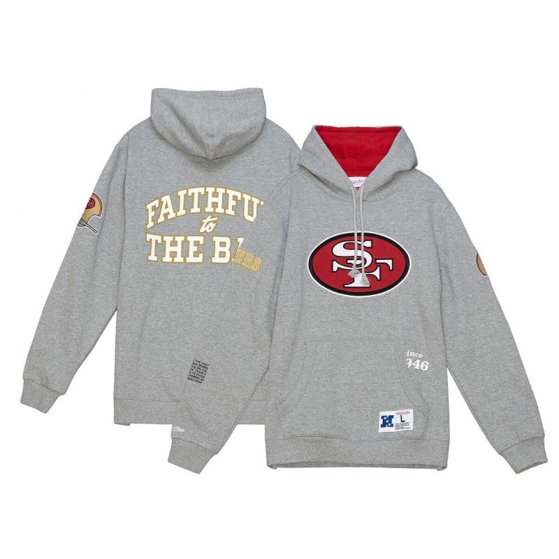Men’s Mitchell & Ness 49ers Team Origins Hoodie Gray Size L NFL