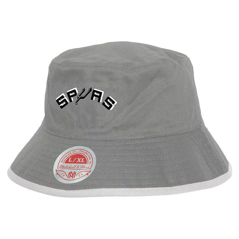 Mitchell & Ness San Antonio Spurs Reversible Bucket Hat Gray Black NBA Mitchell & Ness San Antonio Spurs Reversible Bucket Hat Gray Black NBA