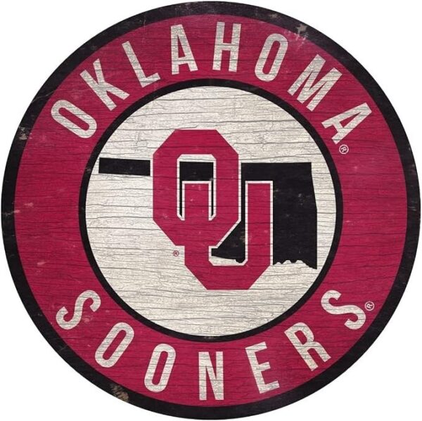 Oklahoma Sooners 12" Round Wood State Sign LA Auto Gear Wall Decor Oklahoma Sooners 12" Round Wood State Sign LA Auto Gear Wall Decor