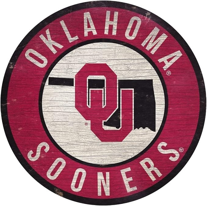 Oklahoma Sooners 12" Round Wood State Sign LA Auto Gear Wall Decor Oklahoma Sooners 12" Round Wood State Sign LA Auto Gear Wall Decor