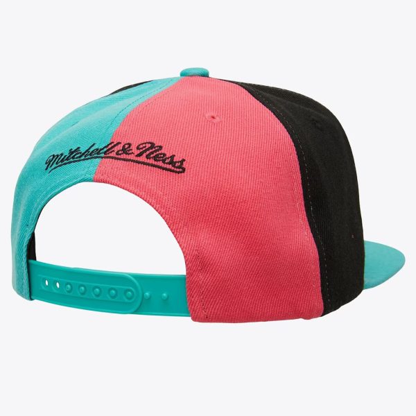 San Antonio Spurs Mitchell & Ness Pinwheel Snapback Hat Turquoise Pink Black HWC