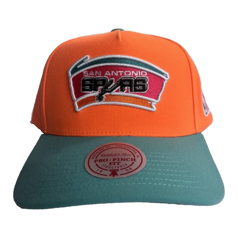 San Antonio Spurs Mitchell & Ness Pro Pinch Snapback Hat Orange Teal OSFA NBA