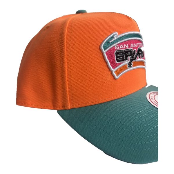 San Antonio Spurs Mitchell & Ness Pro Pinch Snapback Hat Orange Teal OSFA NBA San Antonio Spurs Mitchell & Ness Pro Pinch Snapback Hat Orange Teal OSFA NBA
