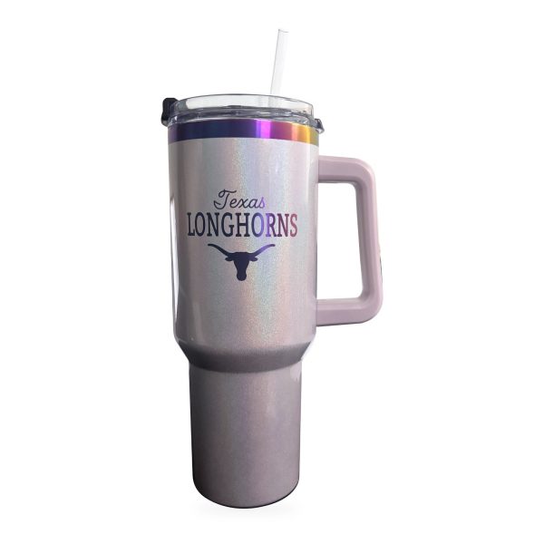 Texas Longhorns Iridescent Glitter Tumbler Pink Handle Clear Lid & Straw 32oz. Texas Longhorns Iridescent Glitter Tumbler Pink Handle Clear Lid & Straw 32oz.